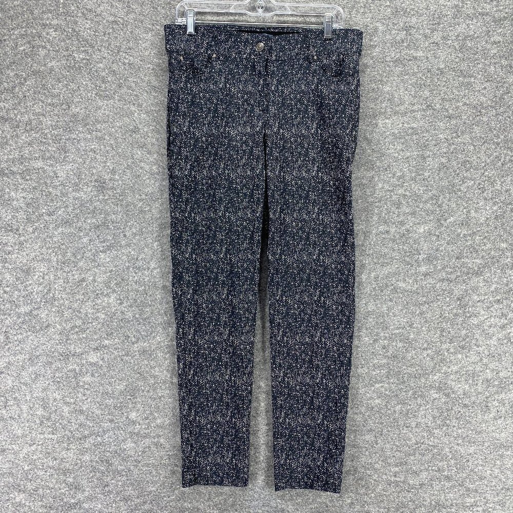 Verve Pants Women 10 Gray Herringbone Elastic Waist Skinny Jegging High-Rise